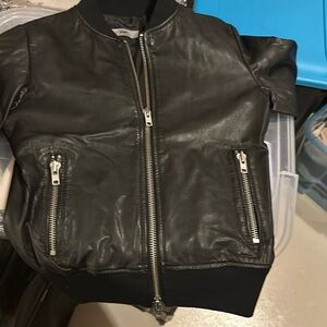 Black leather bomber jacket size 40